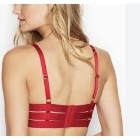 Victorias Secret Luxe Demi Strappy Bandage Cage Bra in red size 32DDD/F NWT - Picture 2 of 11